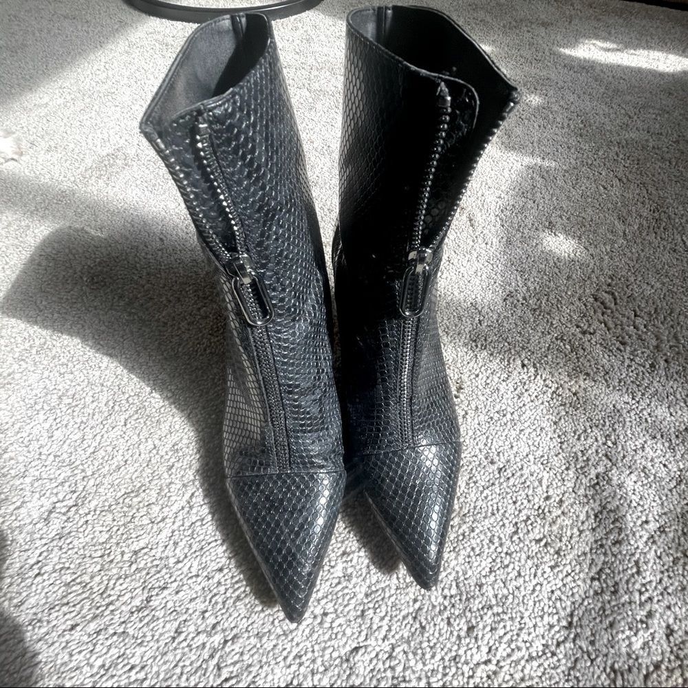 Pointy Toe Snakeskin Booties